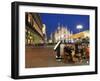 Restaurant in Piazza Duomo at Dusk, Milan, Lombardy, Italy, Europe-Vincenzo Lombardo-Framed Photographic Print