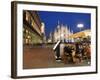 Restaurant in Piazza Duomo at Dusk, Milan, Lombardy, Italy, Europe-Vincenzo Lombardo-Framed Photographic Print