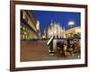 Restaurant in Piazza Duomo at Dusk, Milan, Lombardy, Italy, Europe-Vincenzo Lombardo-Framed Photographic Print