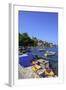 Restaurant in Symi Harbour, Symi, Dodecanese, Greek Islands, Greece, Europe-Neil Farrin-Framed Photographic Print