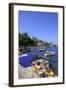 Restaurant in Symi Harbour, Symi, Dodecanese, Greek Islands, Greece, Europe-Neil Farrin-Framed Photographic Print