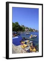 Restaurant in Symi Harbour, Symi, Dodecanese, Greek Islands, Greece, Europe-Neil Farrin-Framed Photographic Print