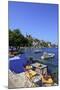 Restaurant in Symi Harbour, Symi, Dodecanese, Greek Islands, Greece, Europe-Neil Farrin-Mounted Photographic Print