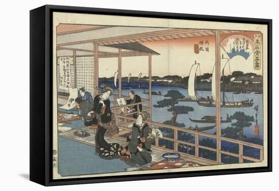 Restaurant Kawachiya in Yanagibashi-Utagawa Hiroshige-Framed Stretched Canvas