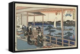 Restaurant Kawachiya in Yanagibashi-Utagawa Hiroshige-Framed Stretched Canvas