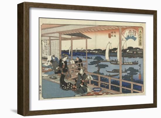 Restaurant Kawachiya in Yanagibashi-Utagawa Hiroshige-Framed Art Print