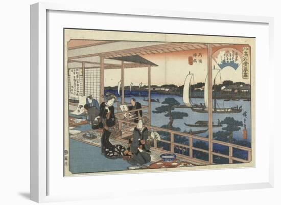 Restaurant Kawachiya in Yanagibashi-Utagawa Hiroshige-Framed Art Print