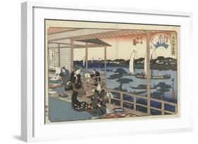Restaurant Kawachiya in Yanagibashi-Utagawa Hiroshige-Framed Art Print