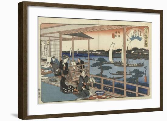 Restaurant Kawachiya in Yanagibashi-Utagawa Hiroshige-Framed Art Print