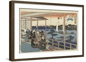 Restaurant Kawachiya in Yanagibashi-Utagawa Hiroshige-Framed Art Print