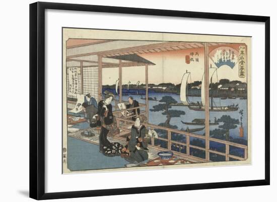 Restaurant Kawachiya in Yanagibashi-Utagawa Hiroshige-Framed Art Print