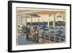 Restaurant Kawachiya in Yanagibashi-Utagawa Hiroshige-Framed Art Print