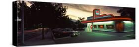 Restaurant Lit Up at Dusk, Route 66, Albuquerque, Bernalillo County, New Mexico, USA-null-Stretched Canvas
