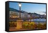 Restaurant on Sodra Hamngatan and Canal at Dusk, Gothenburg, Sweden, Scandinavia, Europe-Frank Fell-Framed Stretched Canvas