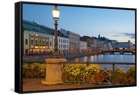 Restaurant on Sodra Hamngatan and Canal at Dusk, Gothenburg, Sweden, Scandinavia, Europe-Frank Fell-Framed Stretched Canvas