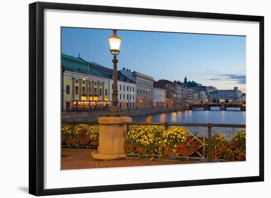 Restaurant on Sodra Hamngatan and Canal at Dusk, Gothenburg, Sweden, Scandinavia, Europe-Frank Fell-Framed Photographic Print