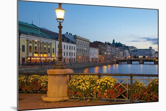 Restaurant on Sodra Hamngatan and Canal at Dusk, Gothenburg, Sweden, Scandinavia, Europe-Frank Fell-Mounted Photographic Print