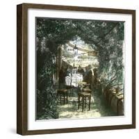 Restaurant on the Italian Shores of Lake Lugano, Circa 1890-Leon, Levy et Fils-Framed Photographic Print