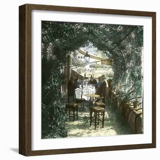 Restaurant on the Italian Shores of Lake Lugano, Circa 1890-Leon, Levy et Fils-Framed Photographic Print