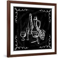 Restaurant or Bar Wine List on Chalkboard Background-incomible-Framed Art Print