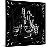 Restaurant or Bar Wine List on Chalkboard Background-incomible-Mounted Art Print