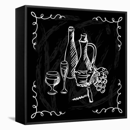 Restaurant or Bar Wine List on Chalkboard Background-incomible-Framed Stretched Canvas