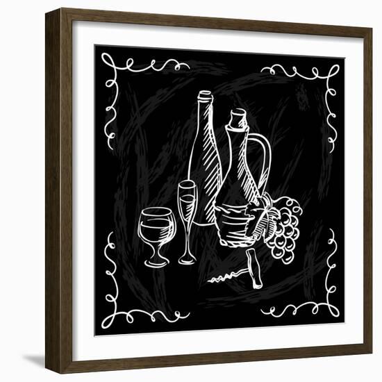 Restaurant or Bar Wine List on Chalkboard Background-incomible-Framed Premium Giclee Print