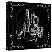 Restaurant or Bar Wine List on Chalkboard Background-incomible-Stretched Canvas