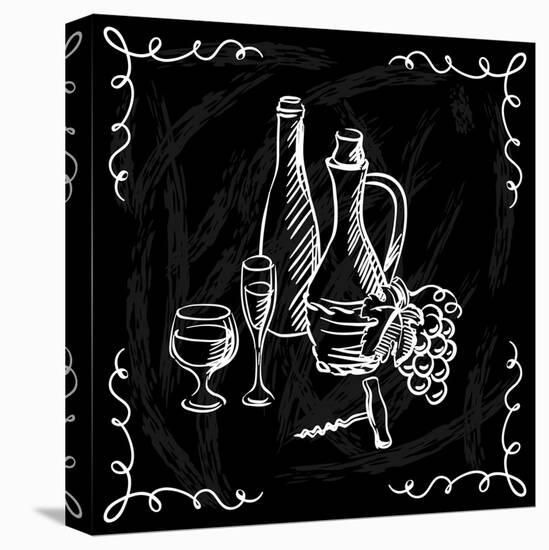 Restaurant or Bar Wine List on Chalkboard Background-incomible-Stretched Canvas