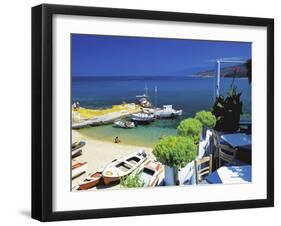 Restaurant Overlooking Fisherman's Bay, Ikaria, Greece, Europe-Sakis Papadopoulos-Framed Photographic Print