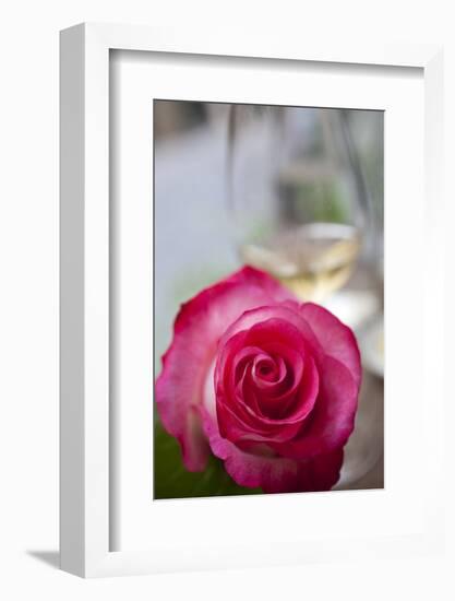 Restaurant, Paris - Pink Roses on the Table-Owen Franken-Framed Photographic Print