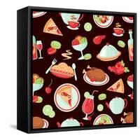 Restaurant Seamless Pattern-Macrovector-Framed Stretched Canvas