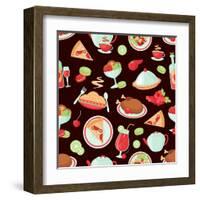 Restaurant Seamless Pattern-Macrovector-Framed Art Print