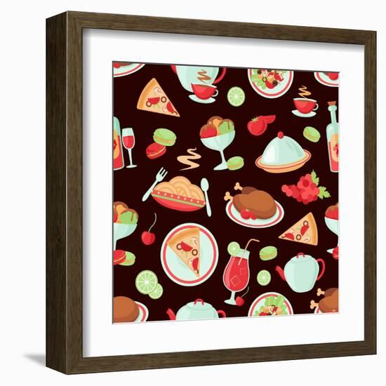 Restaurant Seamless Pattern-Macrovector-Framed Art Print