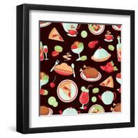 Restaurant Seamless Pattern-Macrovector-Framed Art Print