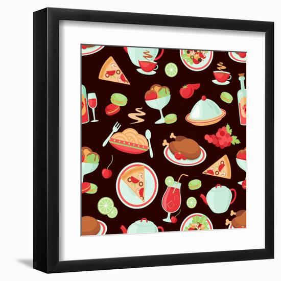 Restaurant Seamless Pattern-Macrovector-Framed Art Print