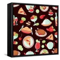 Restaurant Seamless Pattern-Macrovector-Framed Stretched Canvas