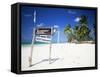 Restaurant Sign on Beach at Jambiani, Island of Zanzibar, Tanzania, East Africa, Africa-Lee Frost-Framed Stretched Canvas