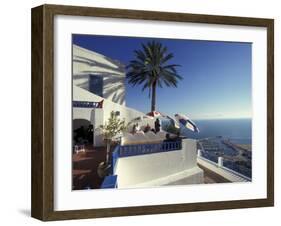 Restaurant Terrace on the Mediterranean Sea, Tunisia-Michele Molinari-Framed Premium Photographic Print