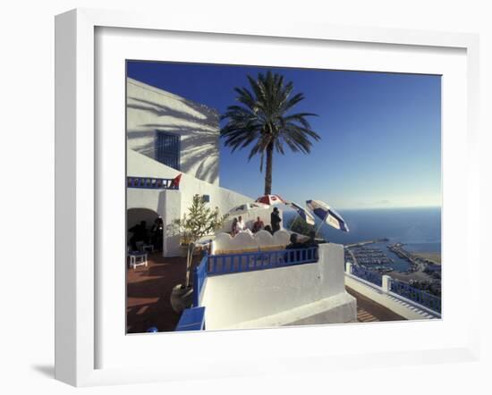 Restaurant Terrace on the Mediterranean Sea, Tunisia-Michele Molinari-Framed Premium Photographic Print