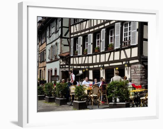 Restaurant, Timbered Buildings, La Petite France, Strasbourg, Alsace, France, Europe-Richardson Peter-Framed Photographic Print