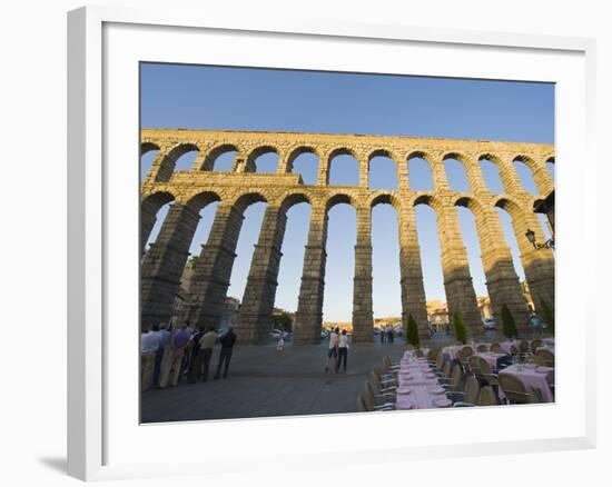 Restaurant Under the 1St Century Roman Aqueduct, Segovia, Madrid, Spain, Europe-Christian Kober-Framed Photographic Print