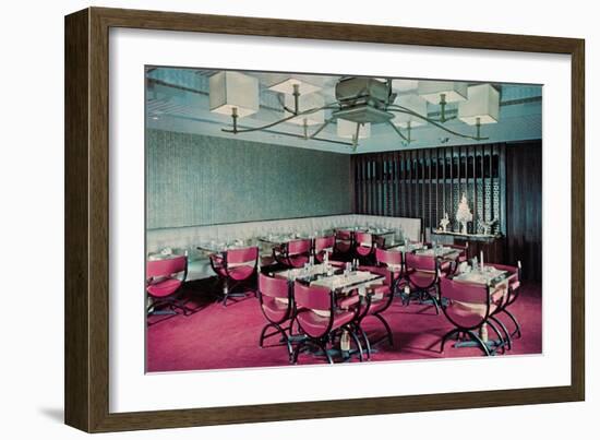 Restaurant Wtih Pink Chairs-null-Framed Art Print