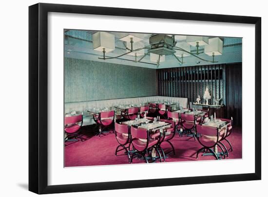 Restaurant Wtih Pink Chairs-null-Framed Art Print