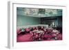 Restaurant Wtih Pink Chairs-null-Framed Art Print