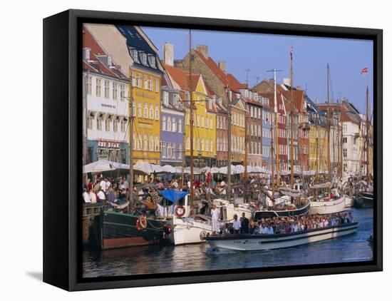 Restaurants and Bars in the Nyhavn Waterfront Area, Copenhagen, Denmark, Scandinavia, Europe-Gavin Hellier-Framed Stretched Canvas