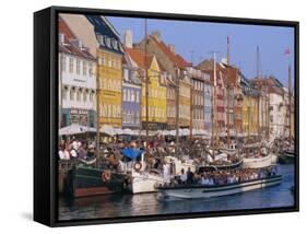 Restaurants and Bars in the Nyhavn Waterfront Area, Copenhagen, Denmark, Scandinavia, Europe-Gavin Hellier-Framed Stretched Canvas