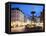 Restaurants and Fountain at Dusk, Armagertorv, Copenhagen, Denmark, Scandinavia, Europe-Frank Fell-Framed Stretched Canvas