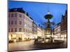 Restaurants and Fountain at Dusk, Armagertorv, Copenhagen, Denmark, Scandinavia, Europe-Frank Fell-Mounted Photographic Print