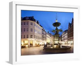 Restaurants and Fountain at Dusk, Armagertorv, Copenhagen, Denmark, Scandinavia, Europe-Frank Fell-Framed Photographic Print